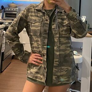 Sanctuary Army green military camouflage 100% Cotton Shirt jacket shacket -Small